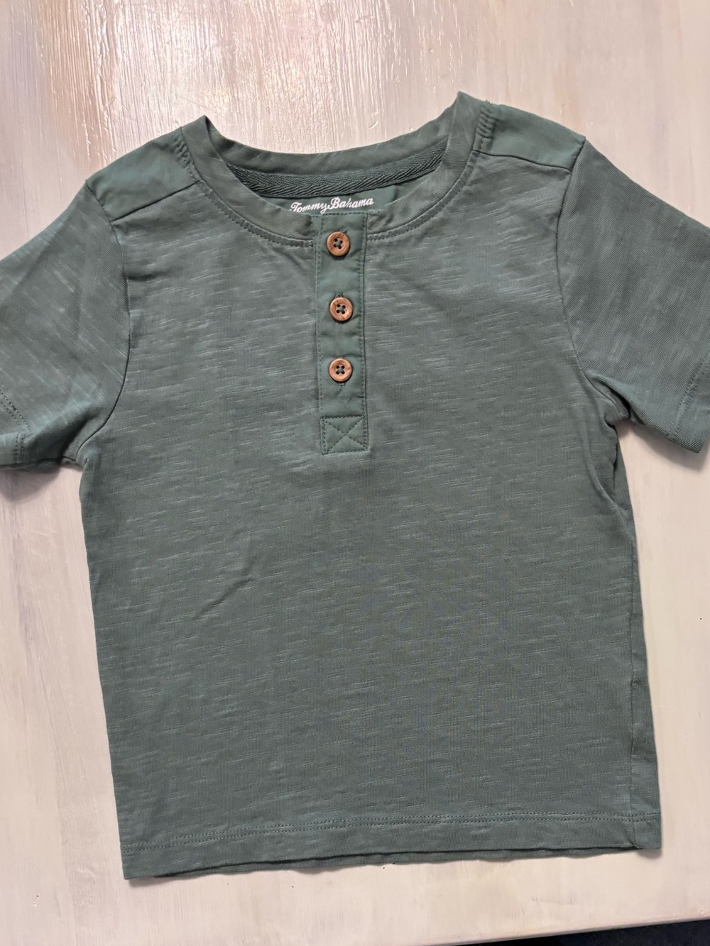NWOT Tommy Bahama Short Sleeve T-Shirt Green 3T Button Boy Toddler Kids Tee